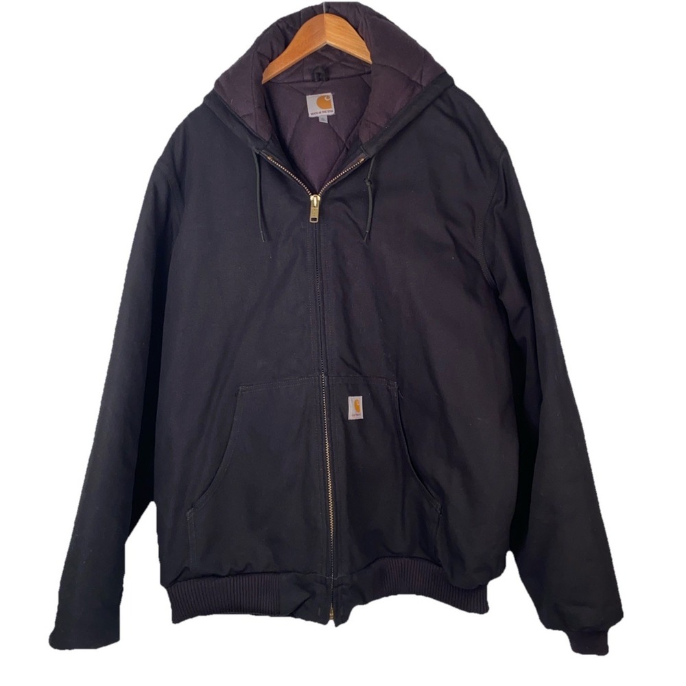 Vintage Carhartt Canvas Bomber Work‎ Jacket Size XL Black Workwear 125 Year